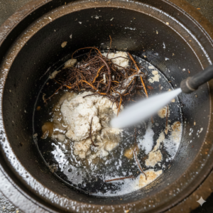キッチン詰まり　油の塊　高圧洗浄